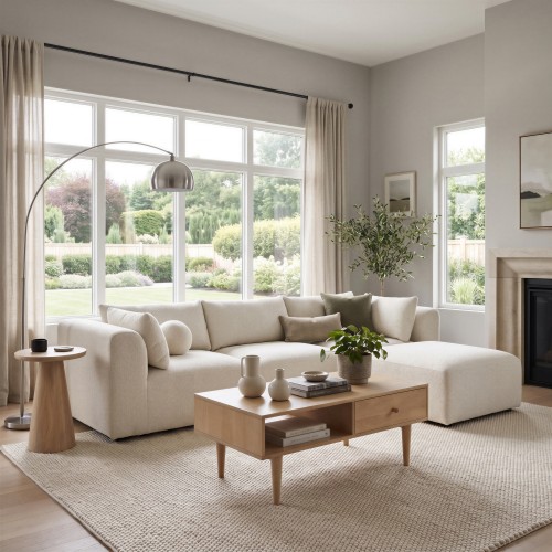 Laid-back modern modular sofa with soft edges
