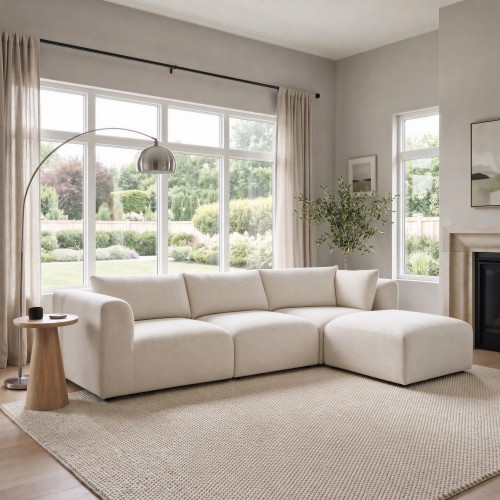Extended lounging space with removable footstool