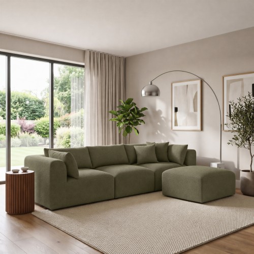 Extended lounging space with removable footstool