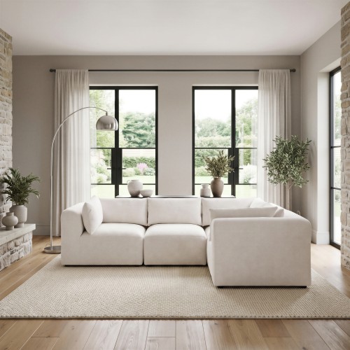 Wraparound modular corner sofa design for relaxed living