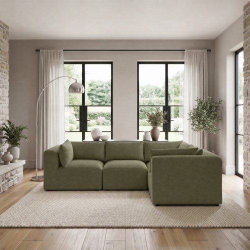 Wraparound modular corner sofa design for relaxed living