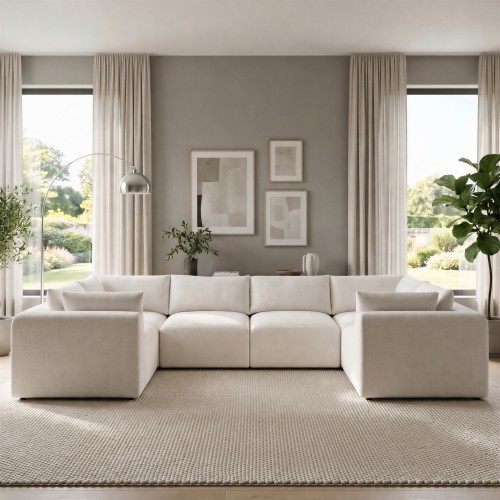 Modular sofa construction for a cohesive layout