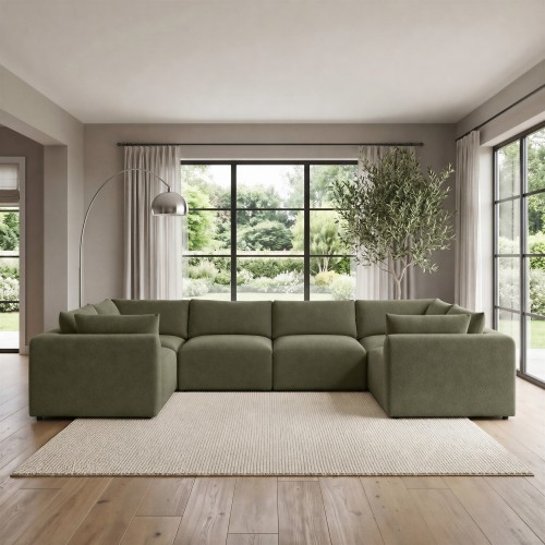 Modular sofa construction for a cohesive layout