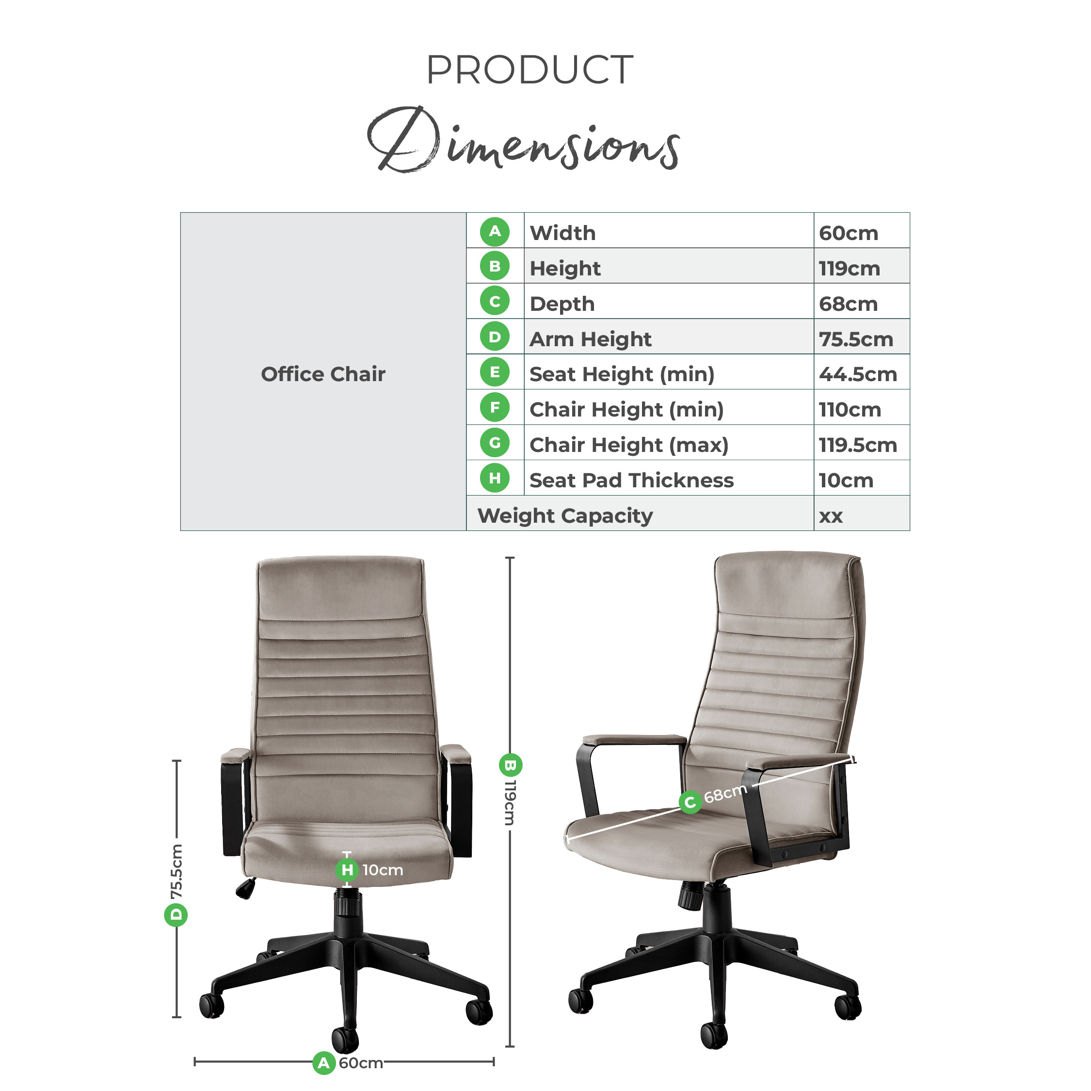 Centro Blue Velvet Reclining Office Chair