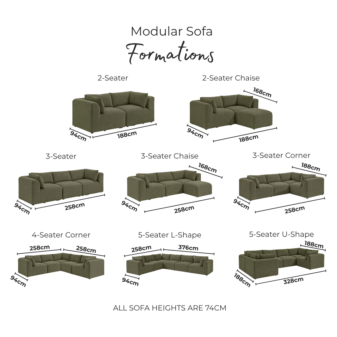 Drift Cream Boucle Fabric 5 Seater U-Shaped Modular Corner Sofa