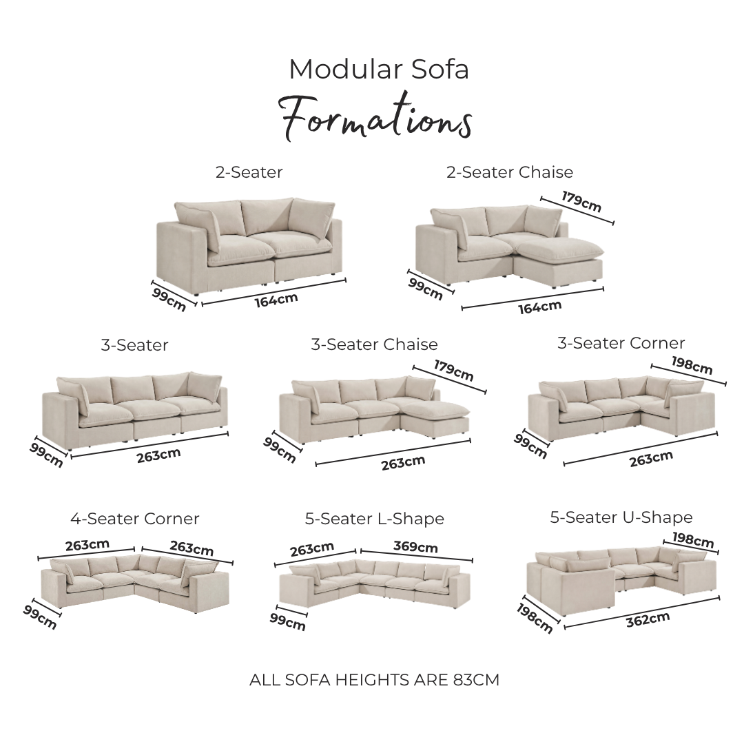 Echo Cream Linen-Look Fabric 5 Seater L-Shaped Modular Corner Sofa