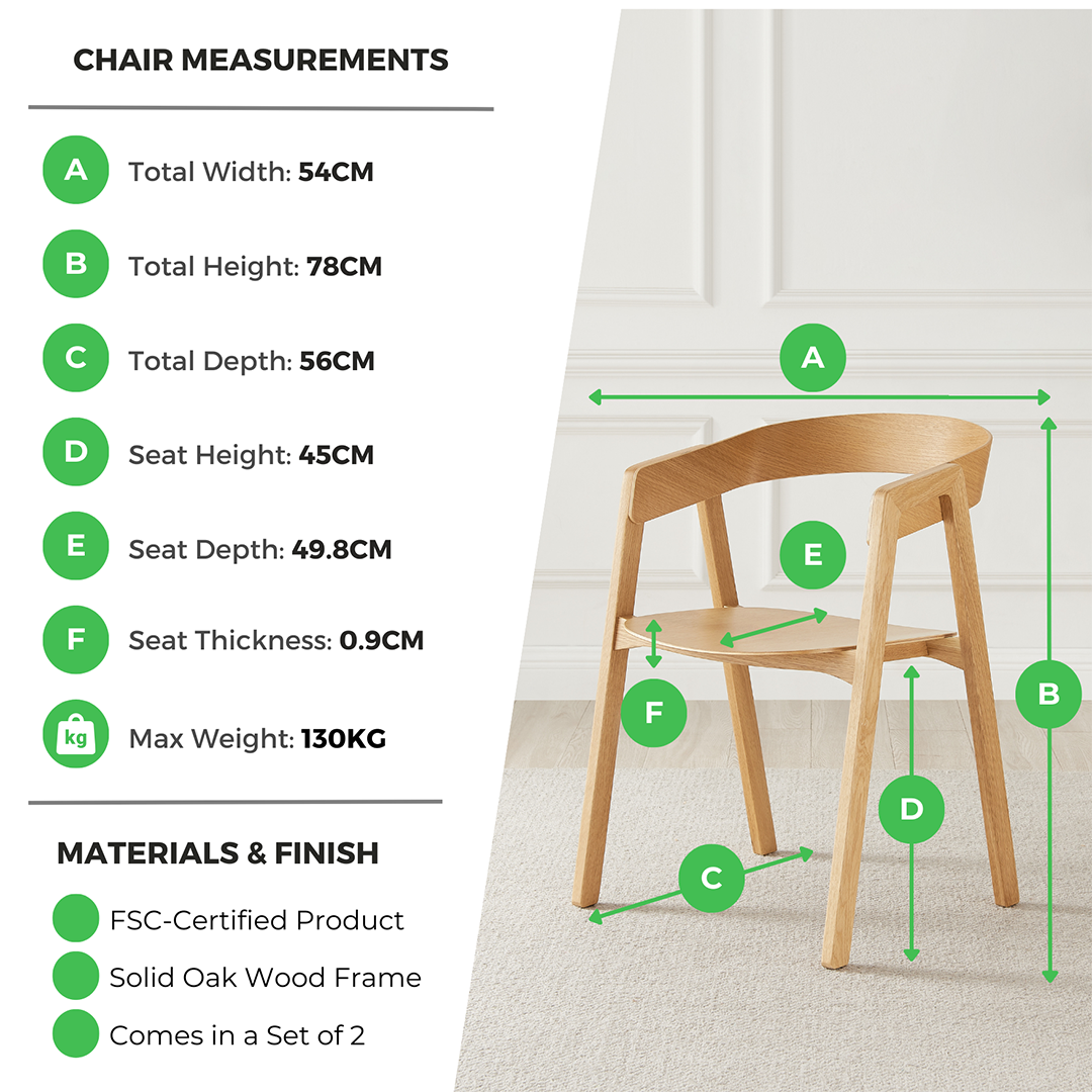 2x Masa Solid Oak and Veneer Wood Dining Chairs