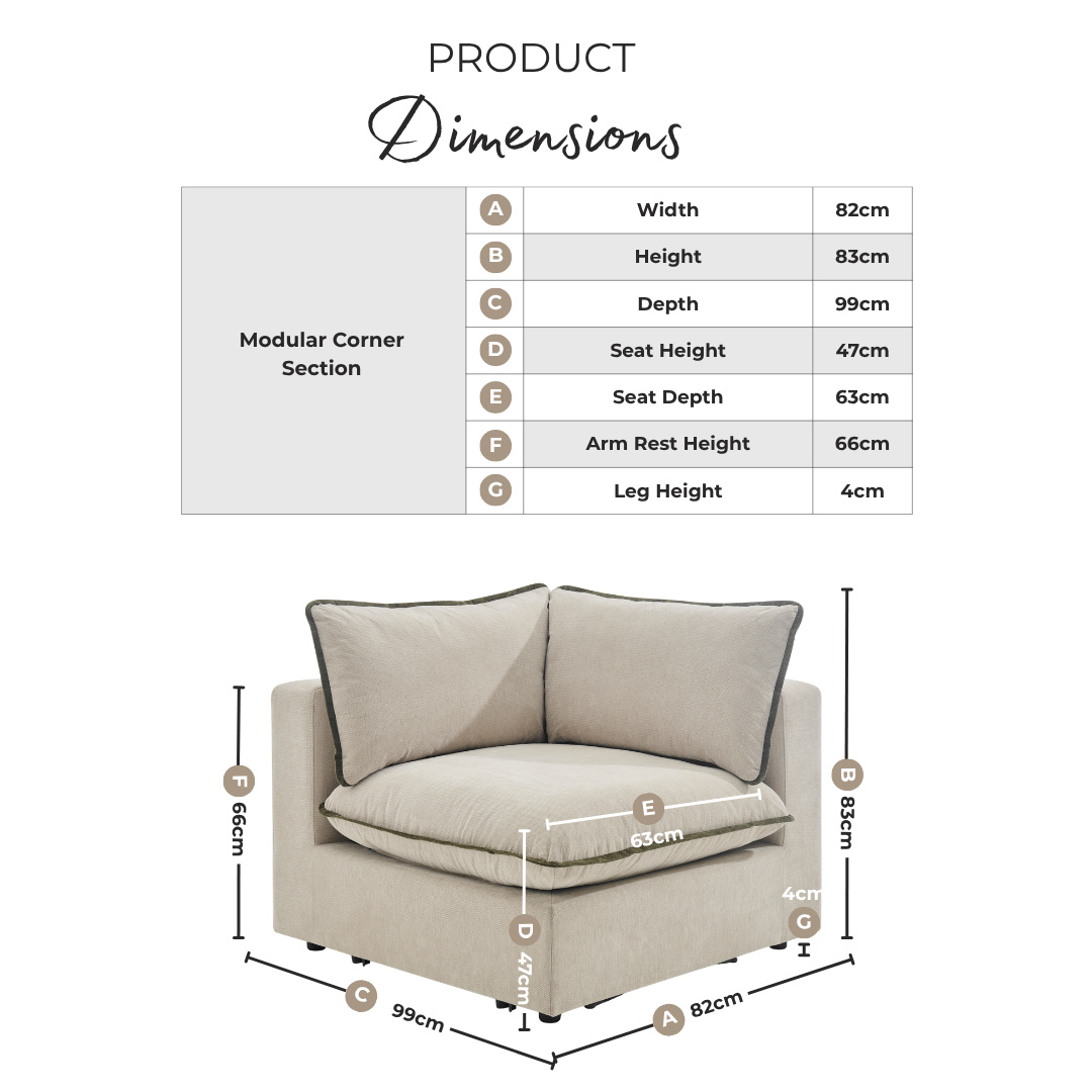 Echo Green Linen-Look Fabric Corner Armchair for Modular Sofa