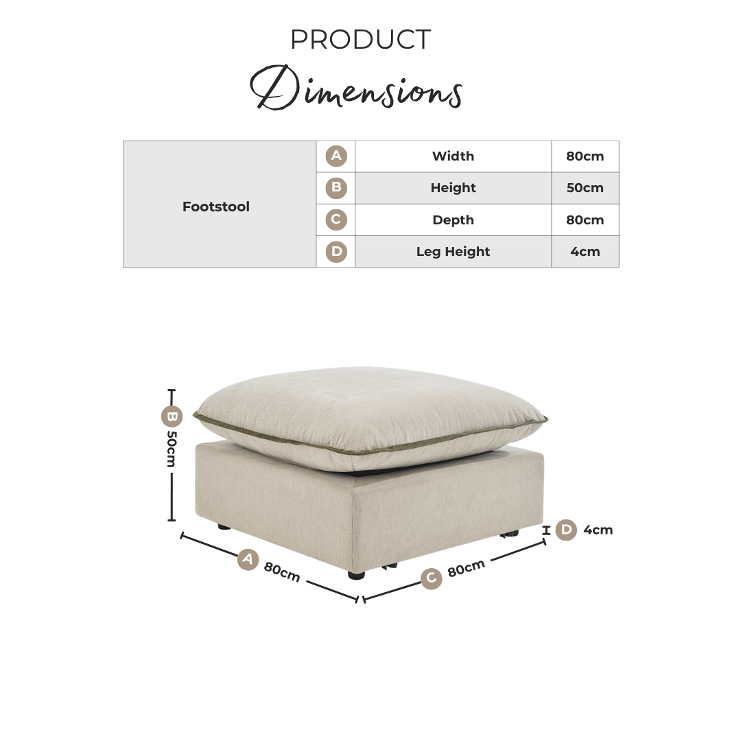 Echo Green Linen-Look Fabric Footstool
