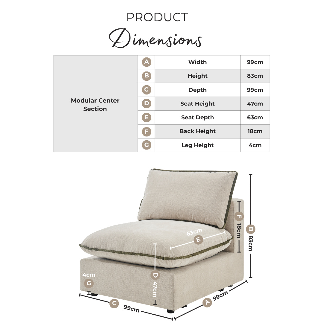 Echo Green Linen-Look Fabric Armless Armchair for Modular Sofa