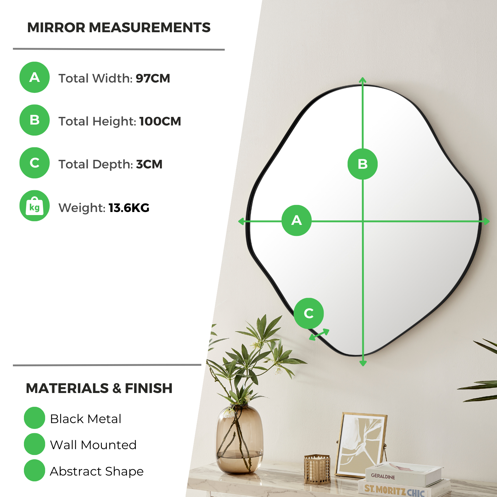 Vita Gold Irregular Pebble Wall Mirror