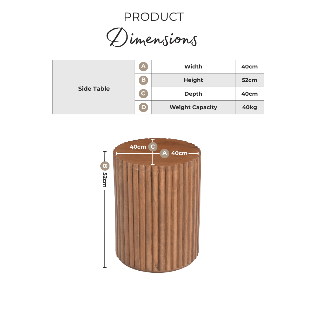 Hood Round Walnut Wood Side Table