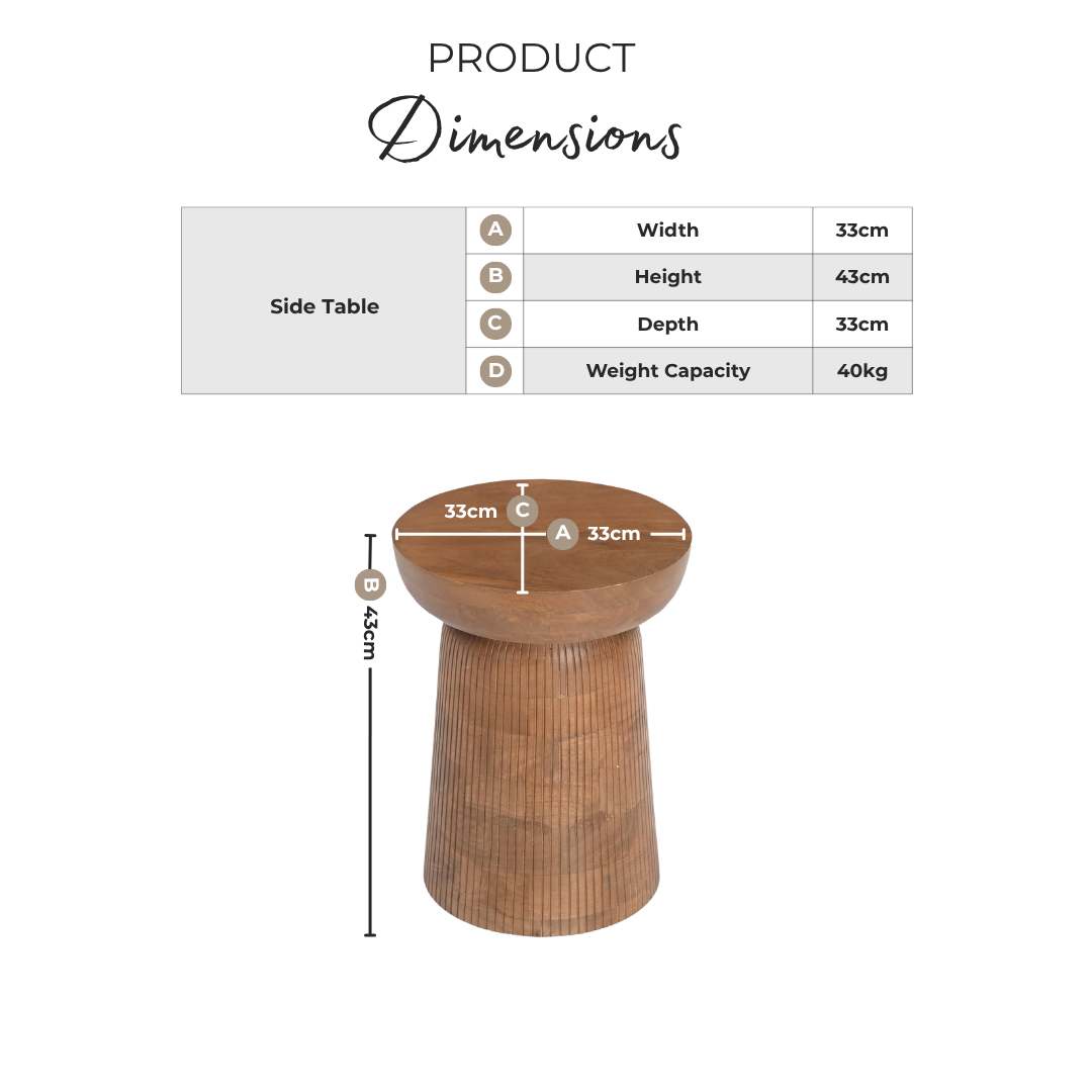 Jura Round Walnut Wood Side Table