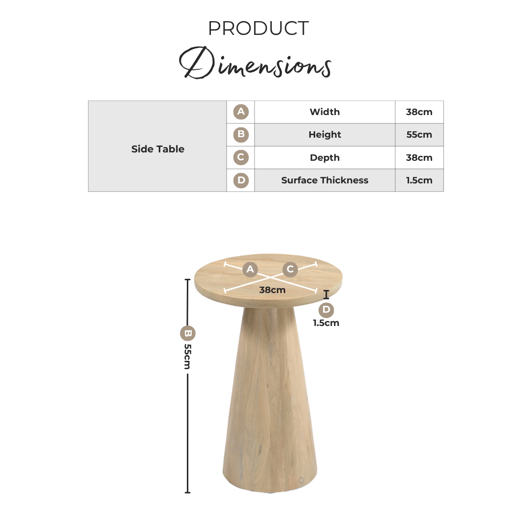 Axis Round White Oak Wood Side Table