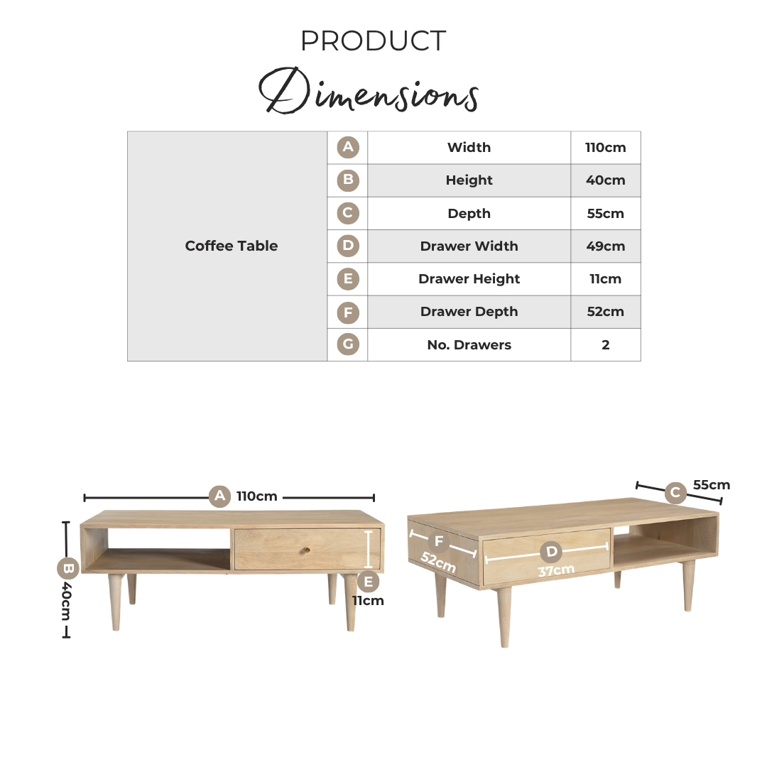 Everest Rectangle White Oak Wood Storage Coffee Table