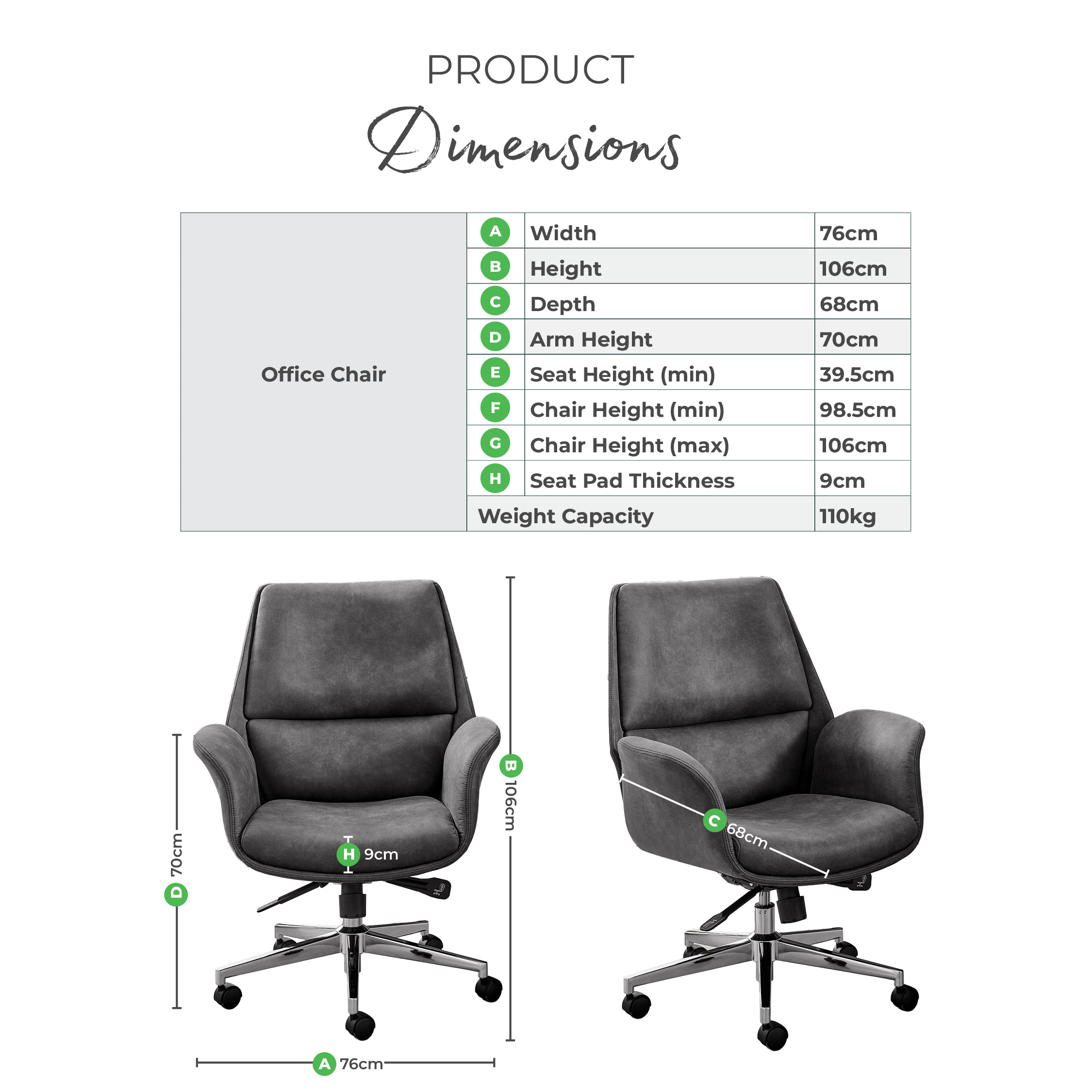 Omni Black Faux Leather Luxury Swivel Office Chair
