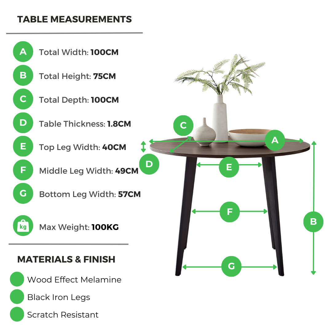 Koko Round Walnut Effect 4 Seater Dining Table