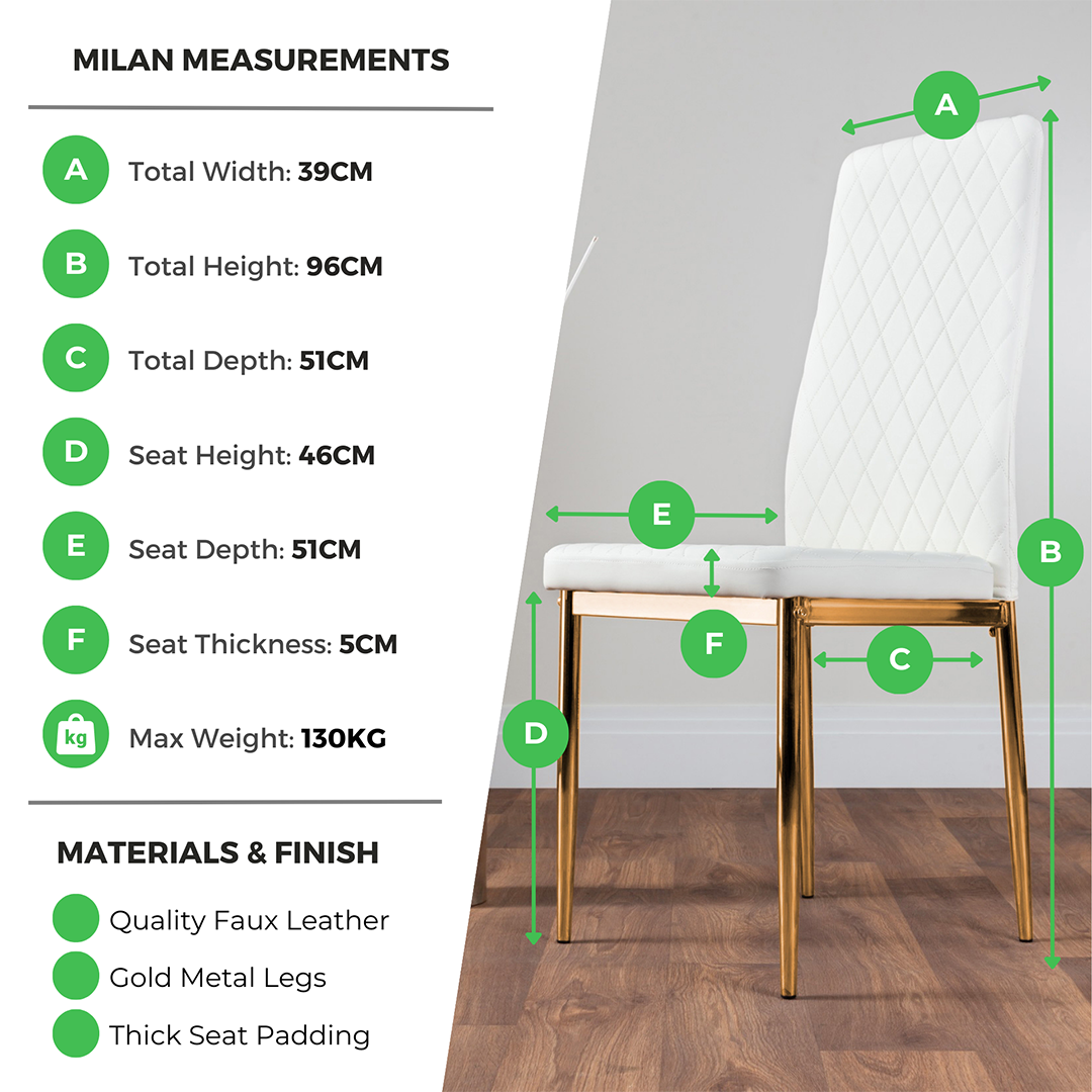 4x Milan Cappuccino Beige Hatched Faux Leather Dining Chairs Gold Legs
