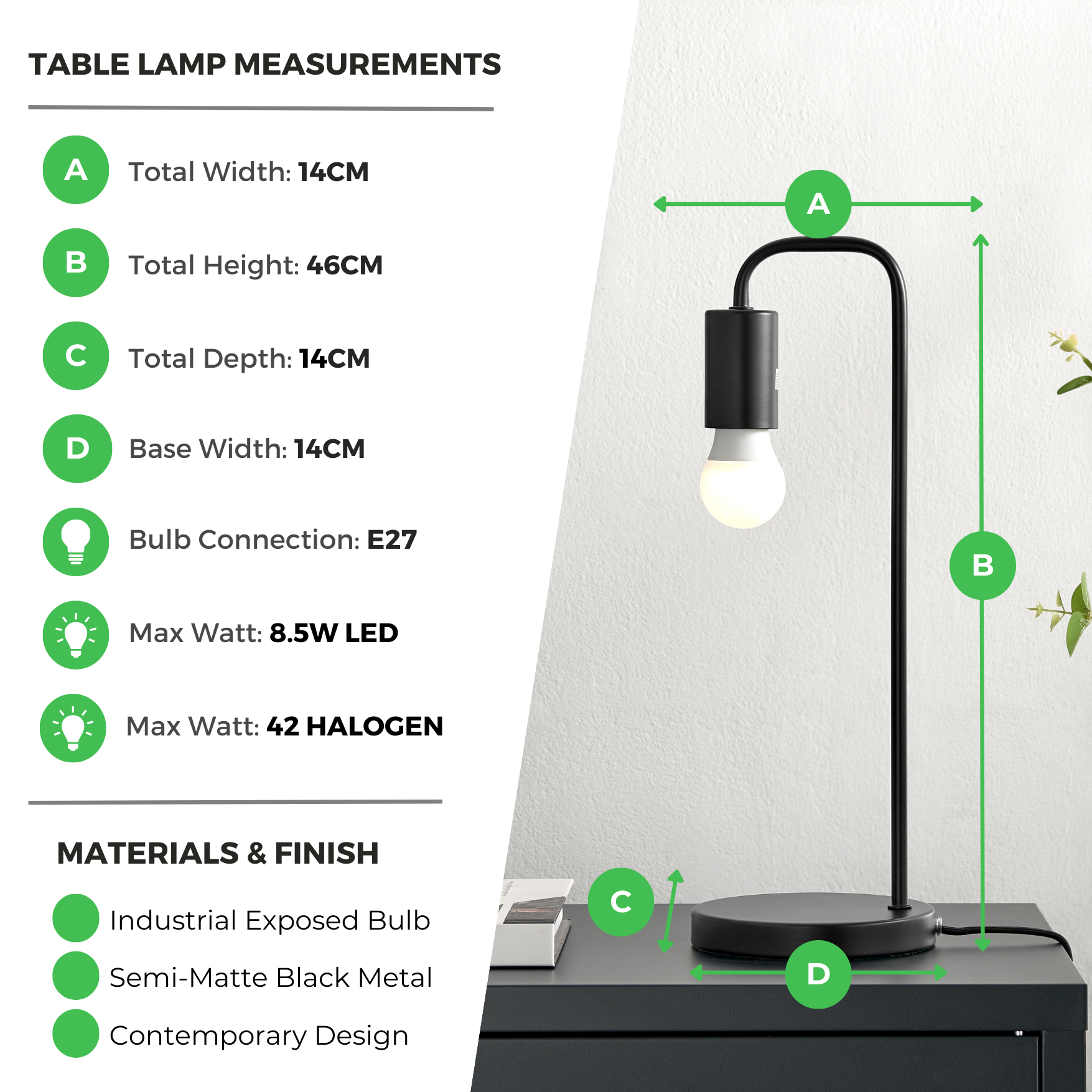 Lola Black Metal Desk Lamp