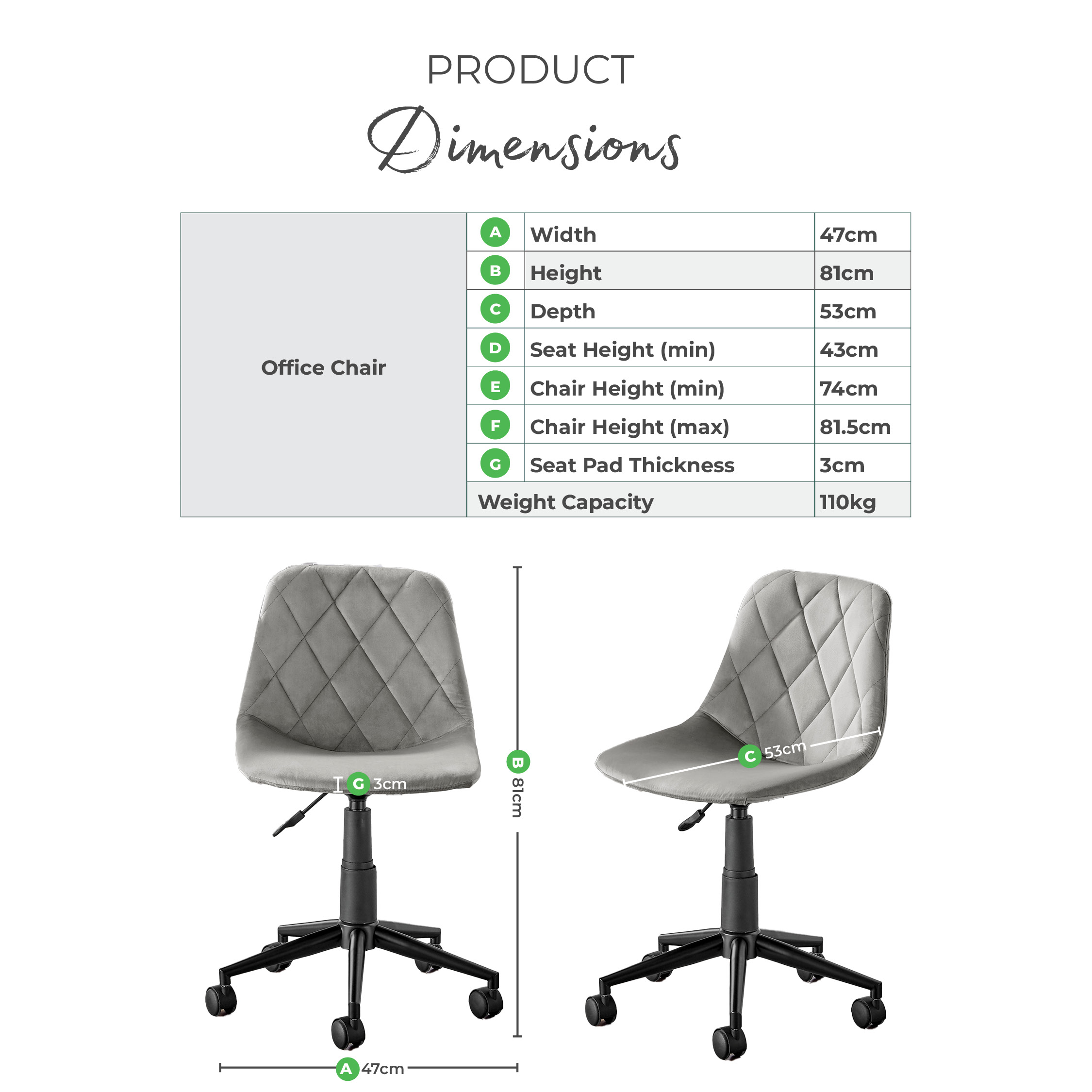 Tessa Brown Velvet Office Chair