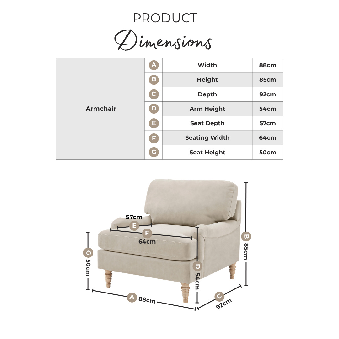 Bernie Beige Chenille Fabric Armchair