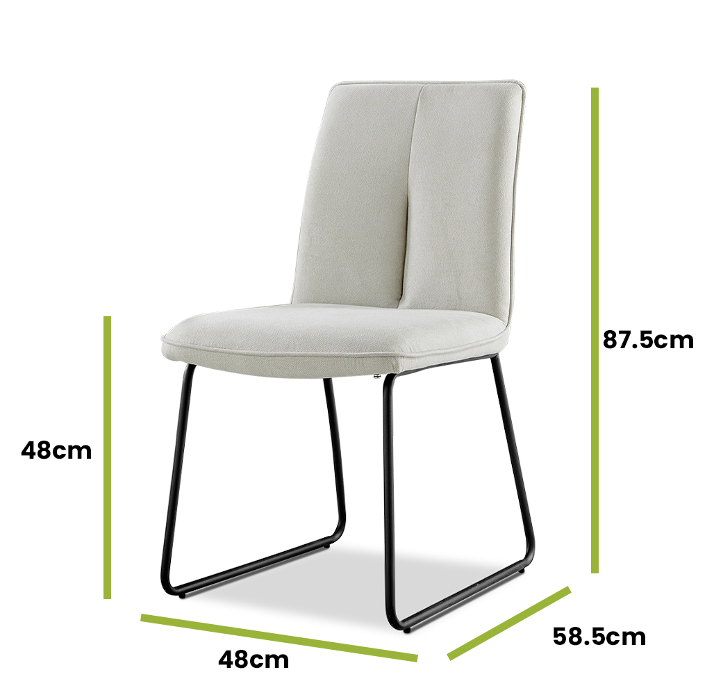 2x Halle Light Grey Fabric Dining Chairs Black Legs