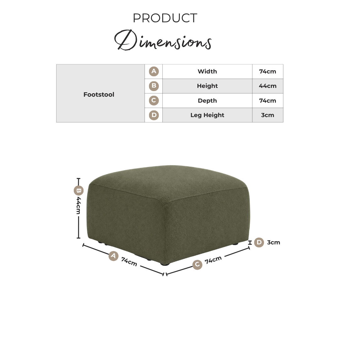 Drift Green Boucle Fabric Footstool