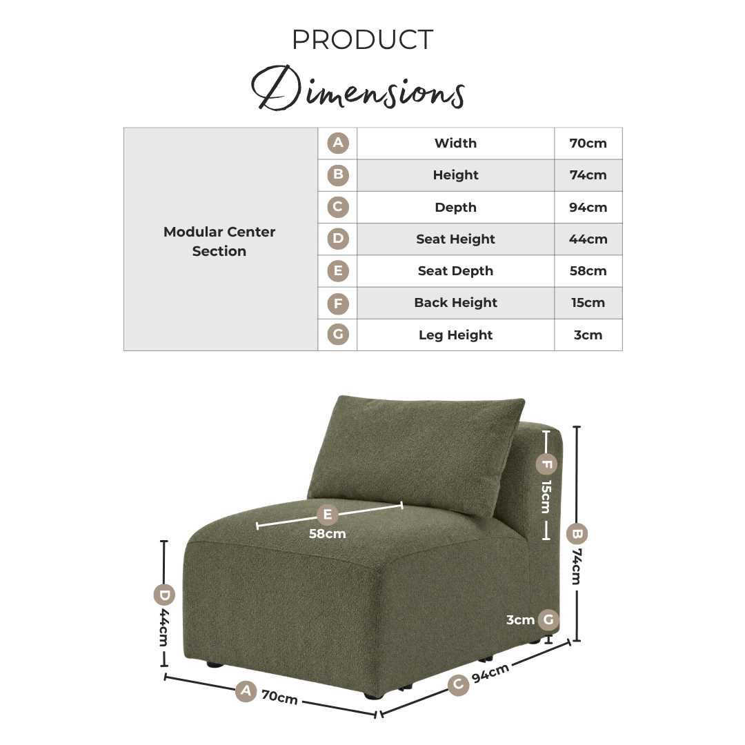 Drift Cream Boucle Armless Armchair for Modular Sofa