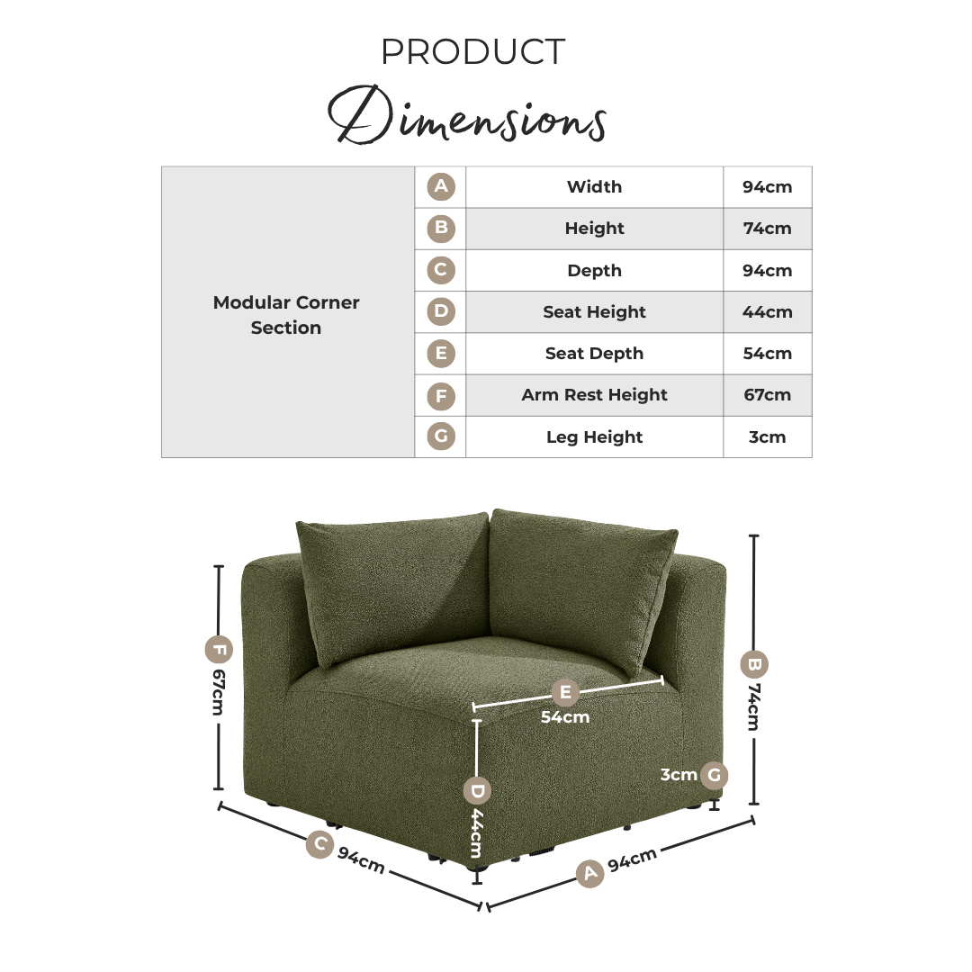 Drift Cream Boucle Corner Section Armchair for Modular Sofa