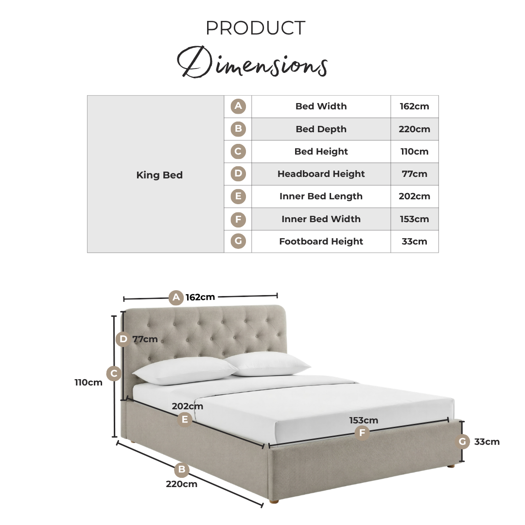 Hayden Taupe Velvet Ottoman King Size Bed Frame