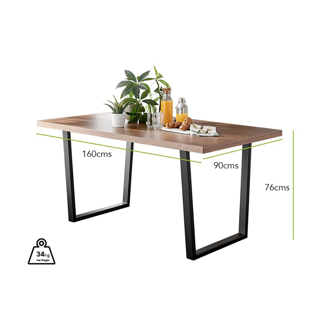 Kylo Rectangular Brown Wood Veneer 6 Seater Dining Table