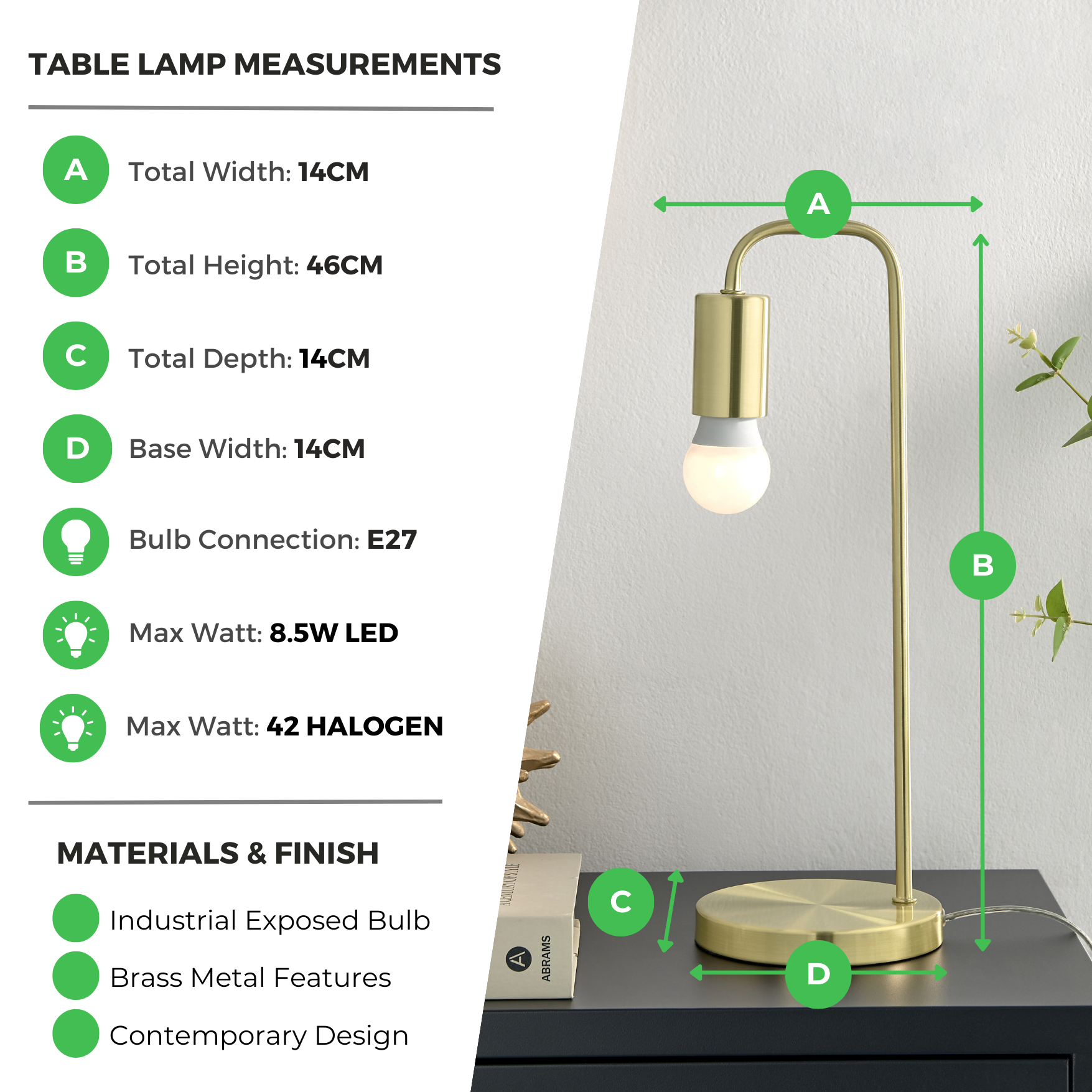 Lola Brass Metal Desk Lamp
