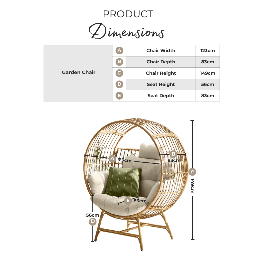 Boca Beige Rattan & Cream Cocoon Garden Egg Chair