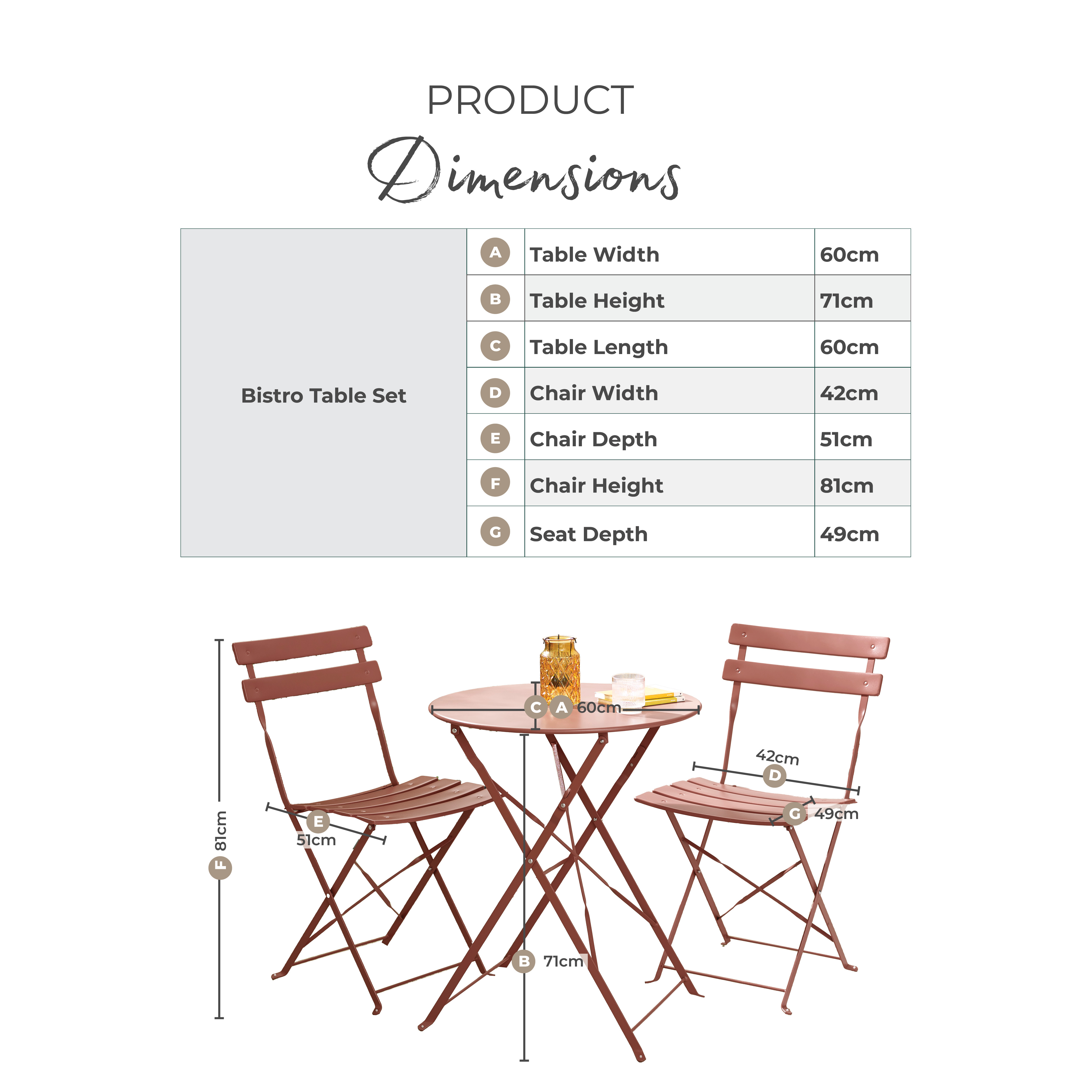 Cabo Berry Red Metal 2 Seat Garden Bistro Set
