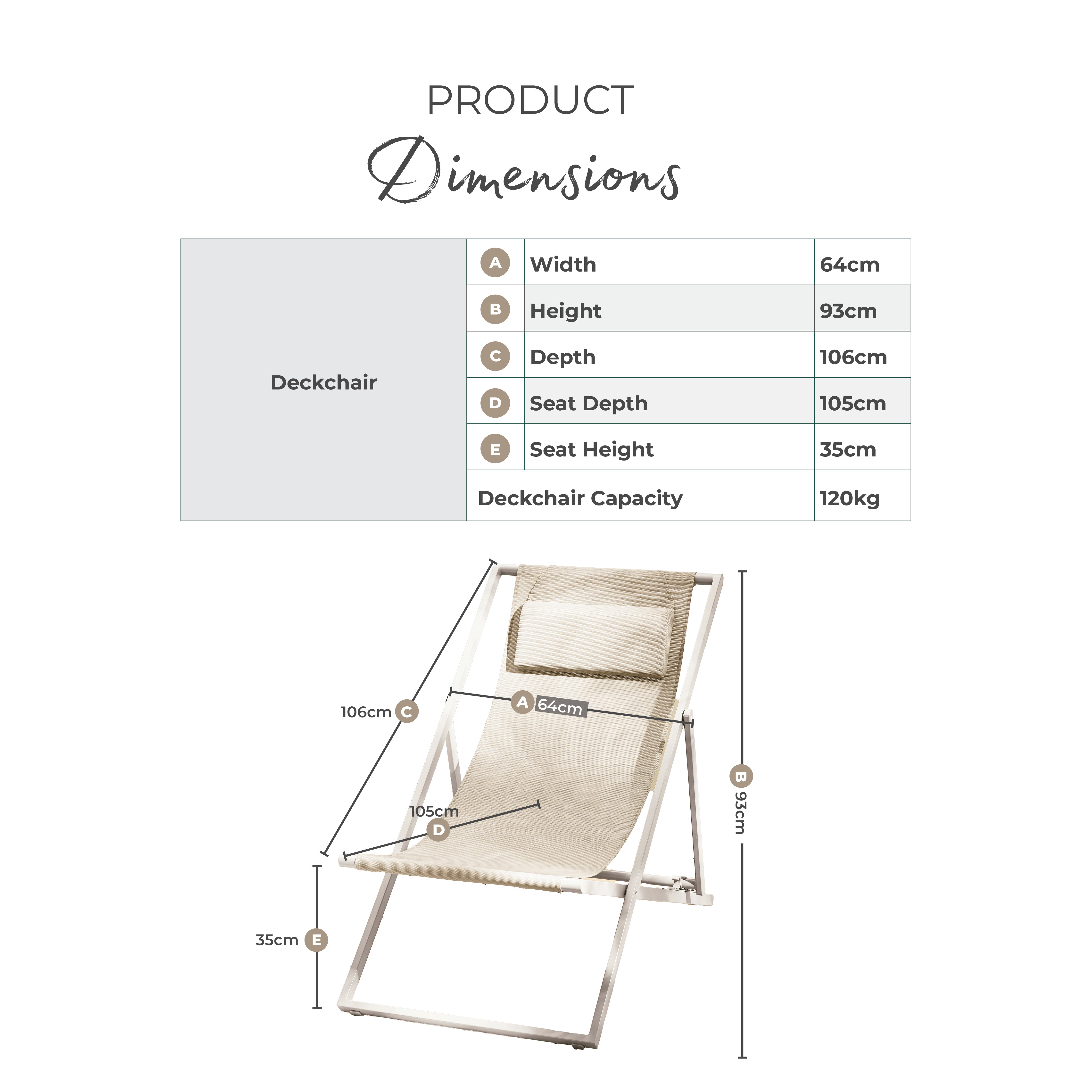 2x Corsica Cream Metal & Textilene Deck Chairs