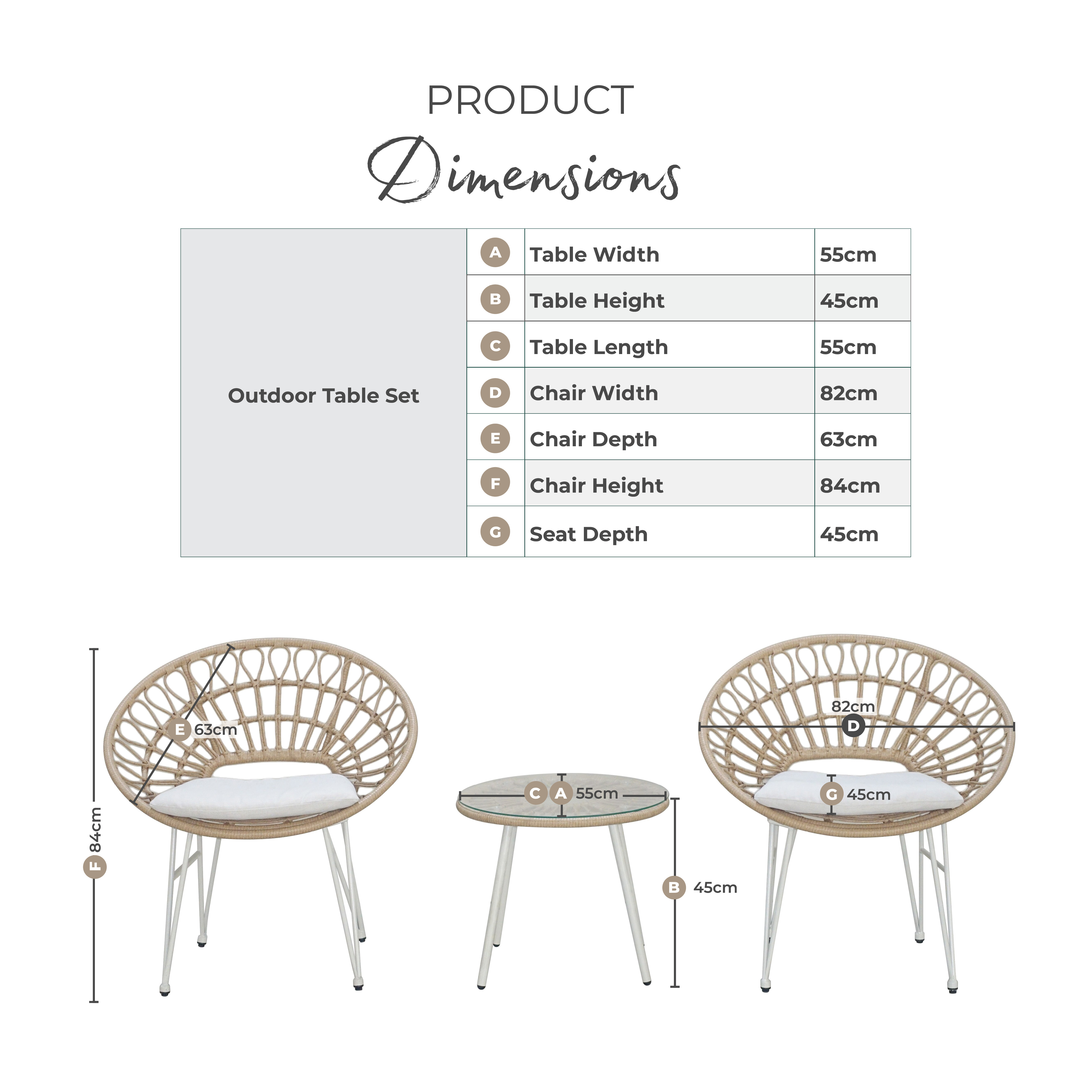 Crete Beige Rattan 2 Seat Garden Bistro Set