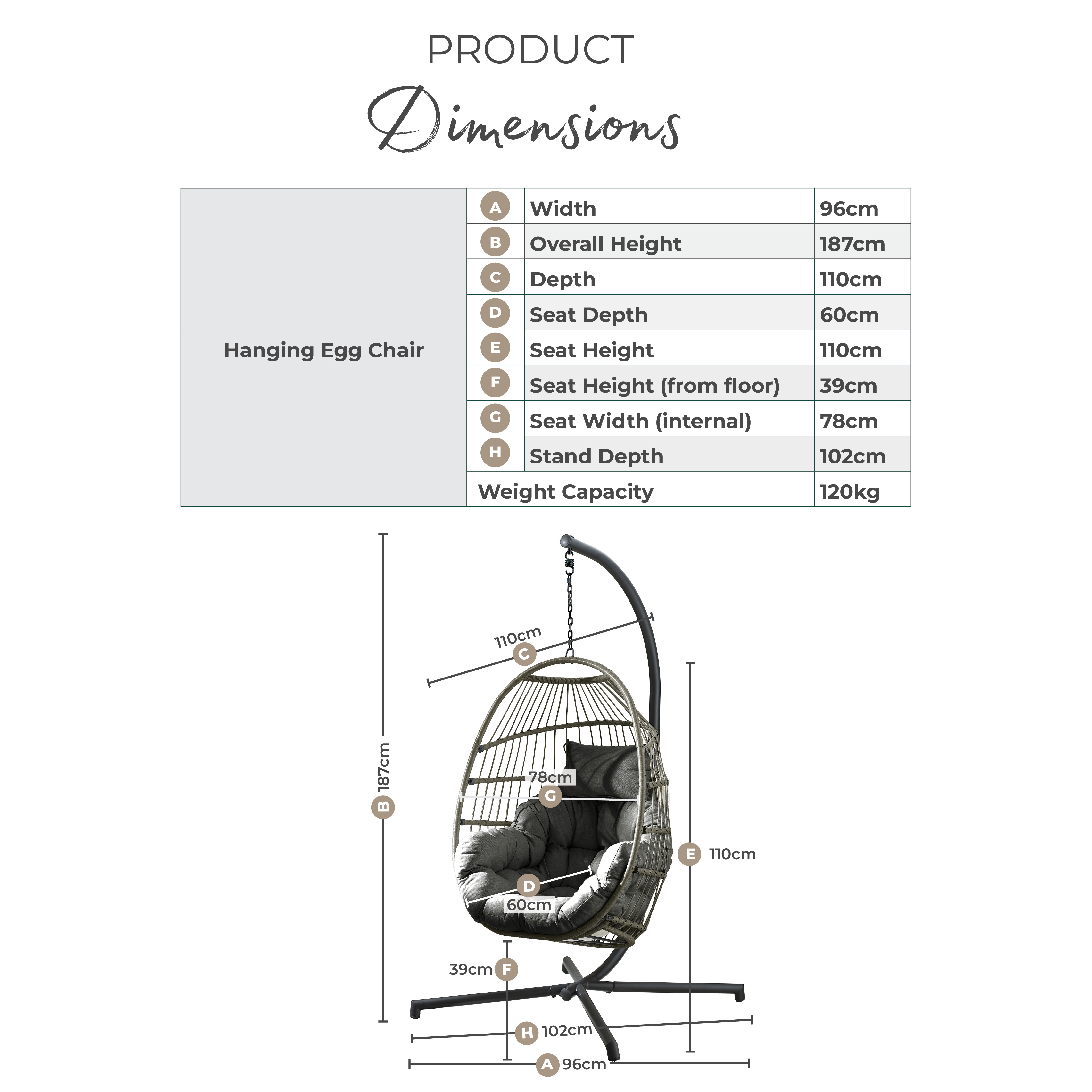 Brown Rattan & Orange Garden Hanging Egg Chair Seat