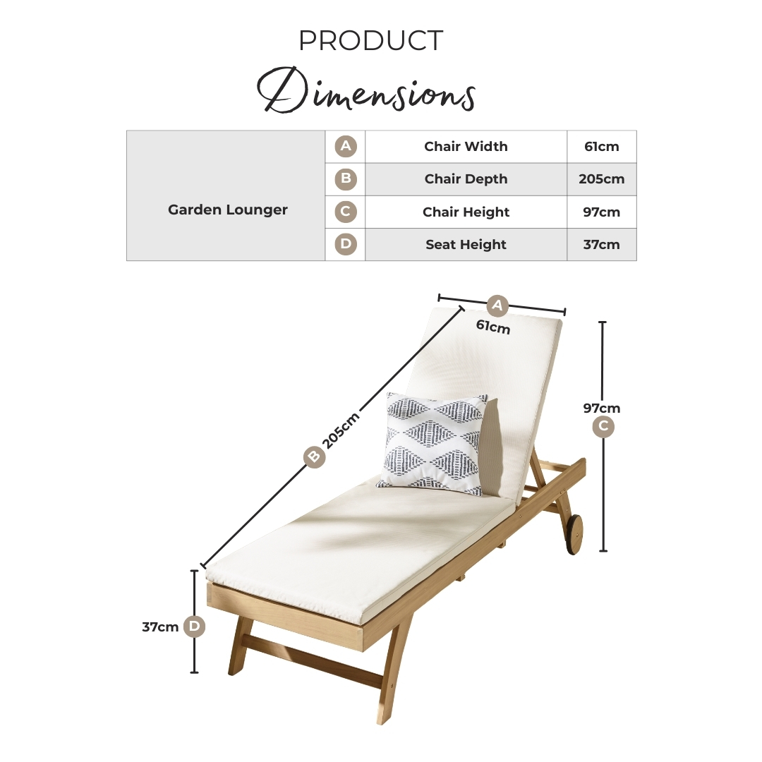 Hamburg Wood Garden Sun Lounger With Sliding Side Table