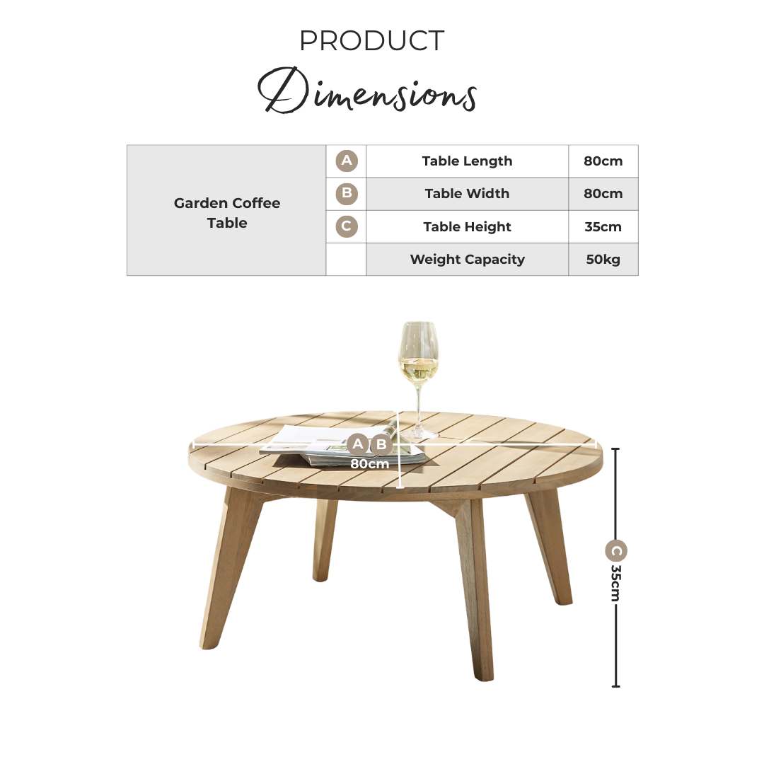 Iko Round Wood Garden Coffee Table