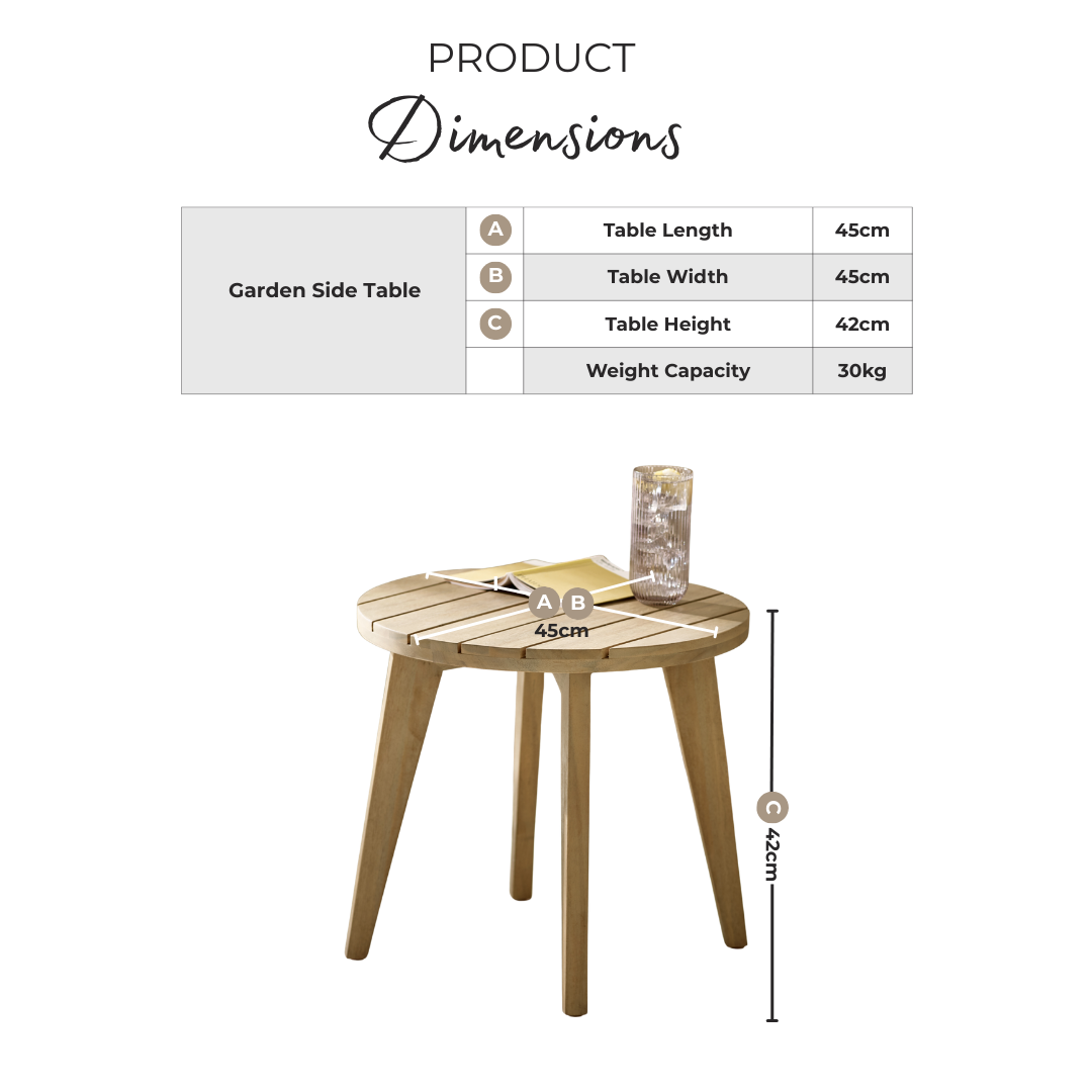 Iko Wood Round Garden Side Table