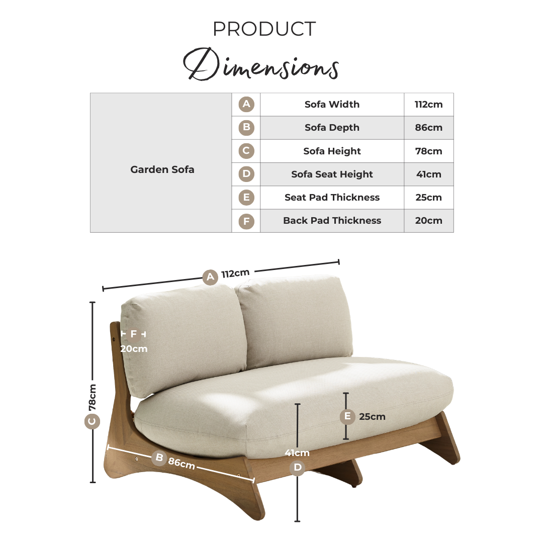 Iko Wood & Cream 2 Seat Garden Sofa