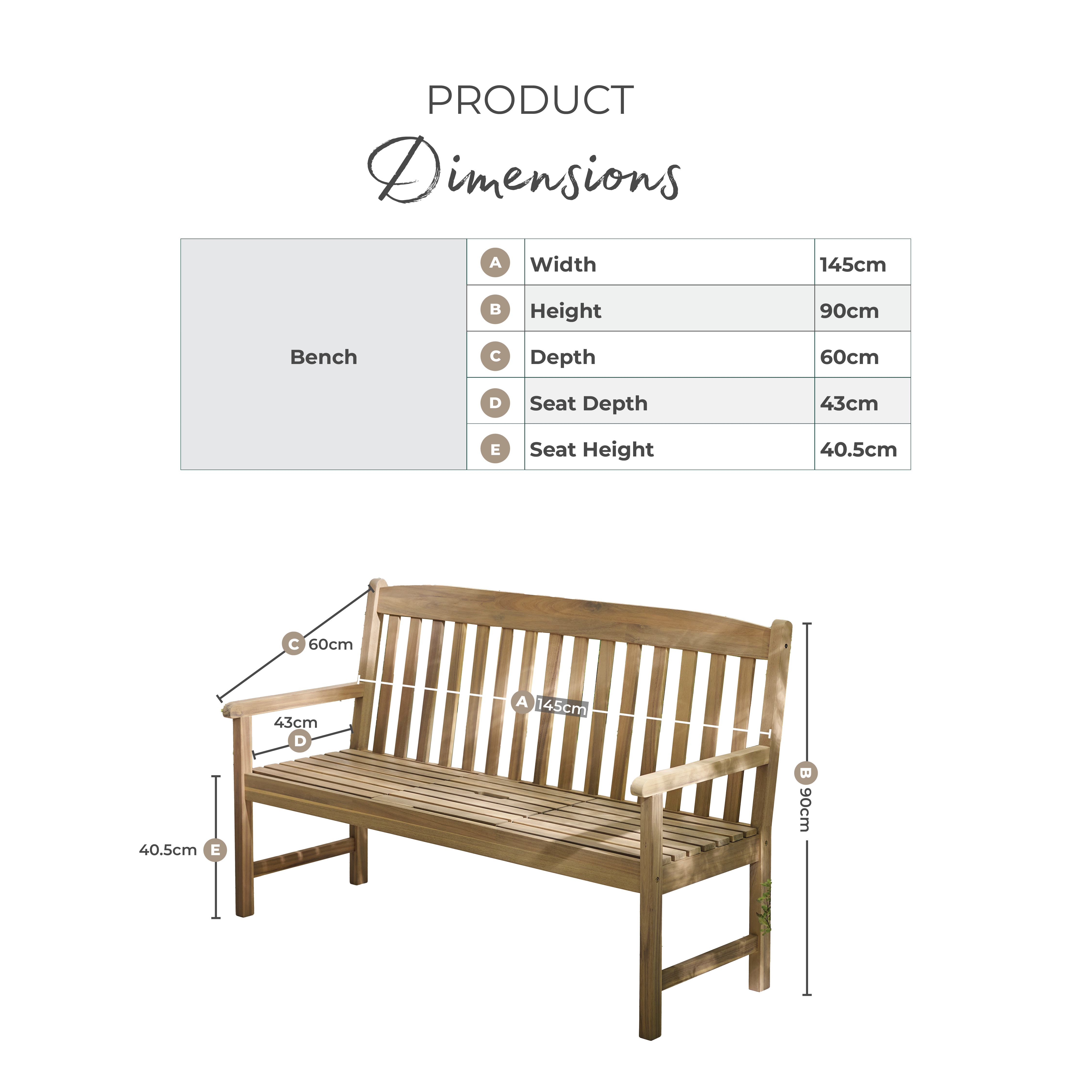 Lox 2 Seat Wood Garden Bench with Table