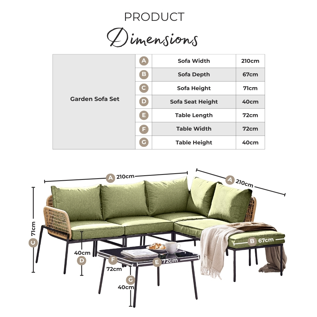 Maldives Grey Rattan & Grey 5 Seat Garden Sofa Set
