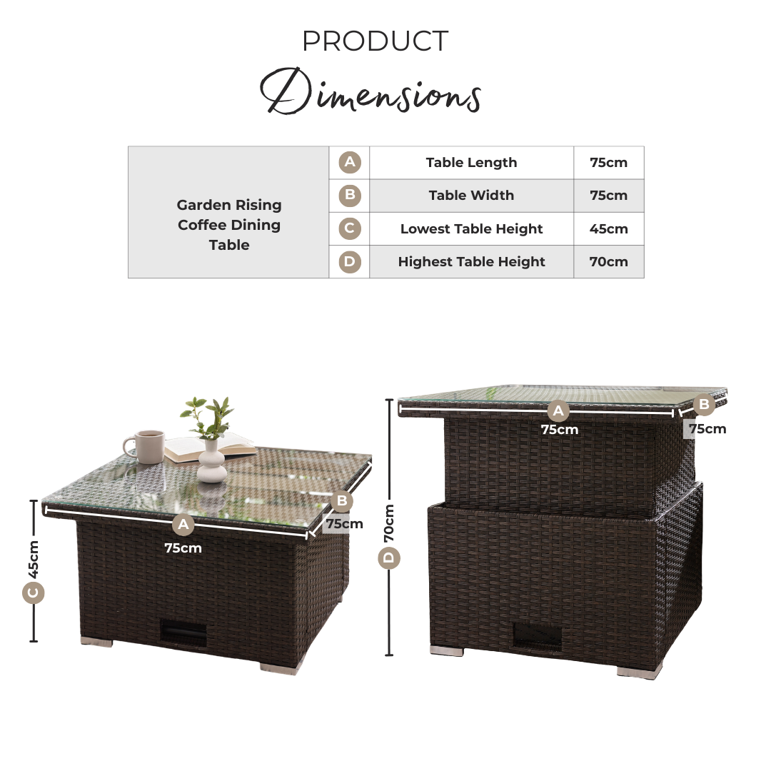 Orlando Beige Rattan Rising Garden Coffee to Dining Table
