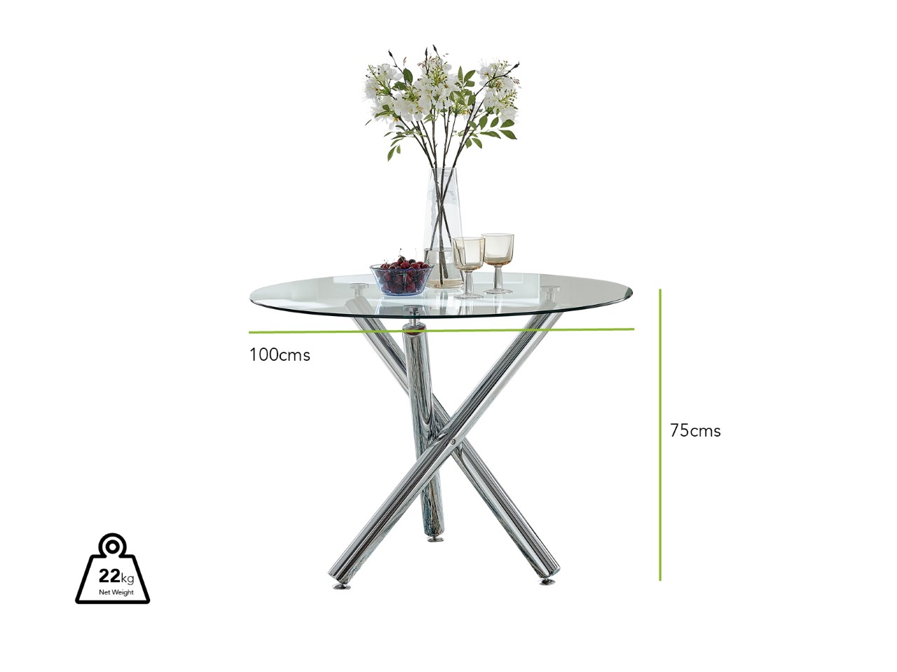 Selina Round Dining Table and 4 Grey Pesaro Silver Leg Chairs