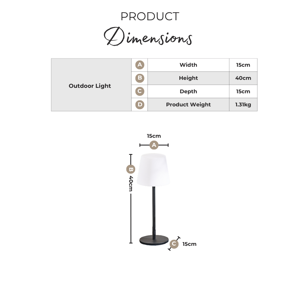 Helia Cream & Black Outdoor Table Light