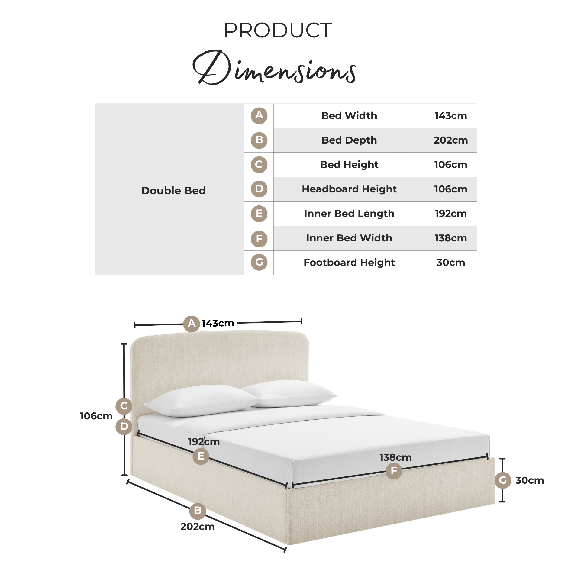 Amelie Cream Fabric Ottoman Double Bed Frame