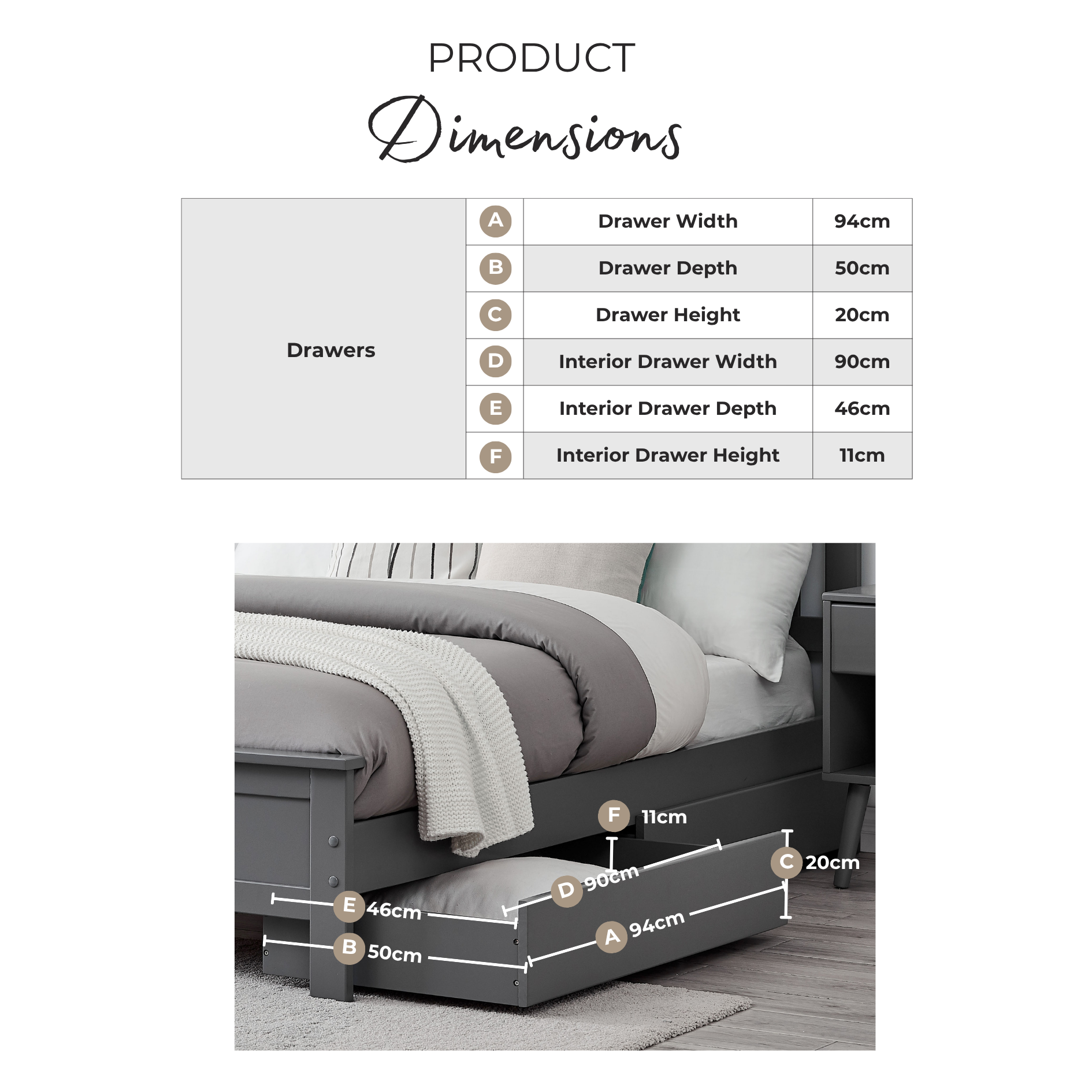 2x Azure Grey Set of Drawers