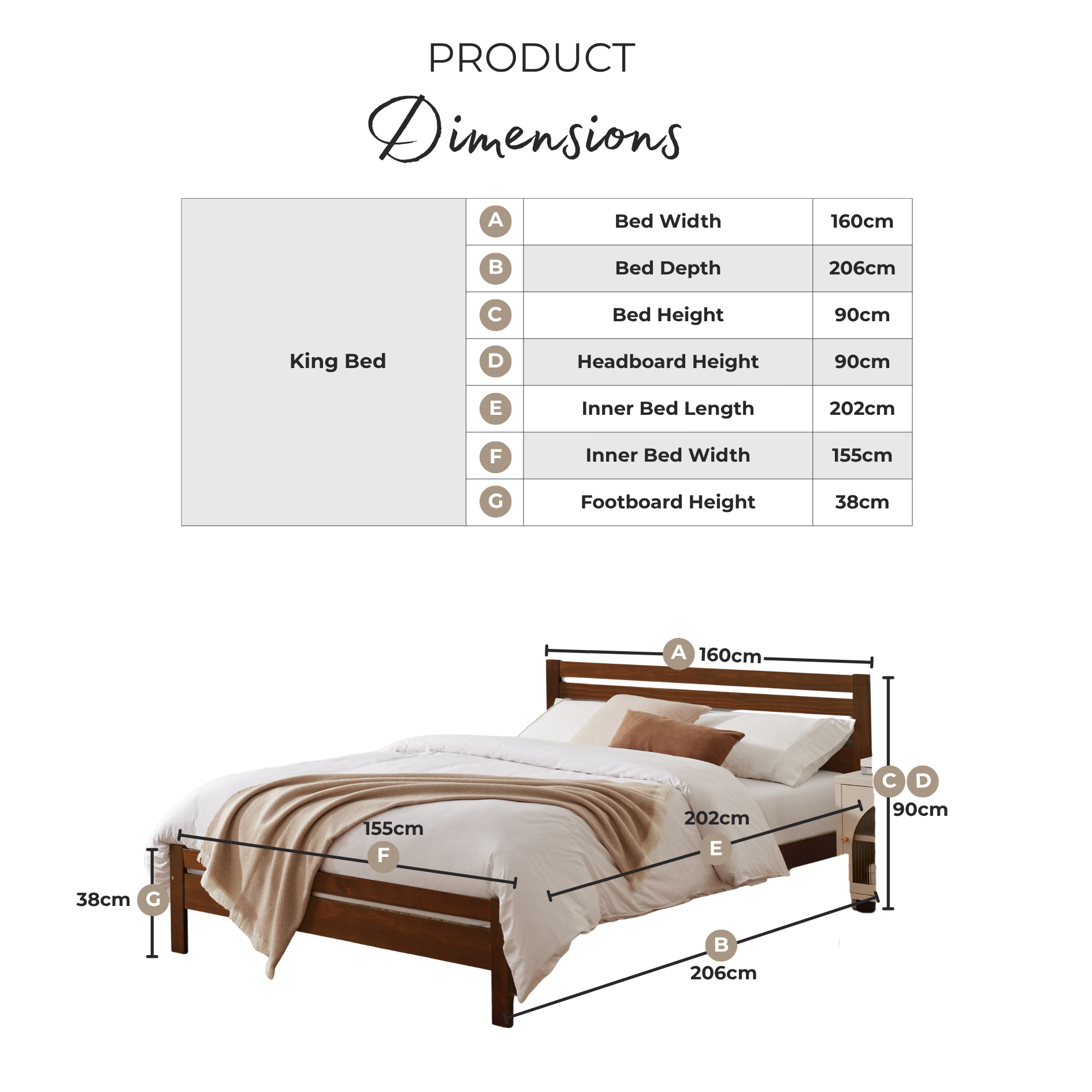 Declan Light Grey Solid Pine King Bed Frame