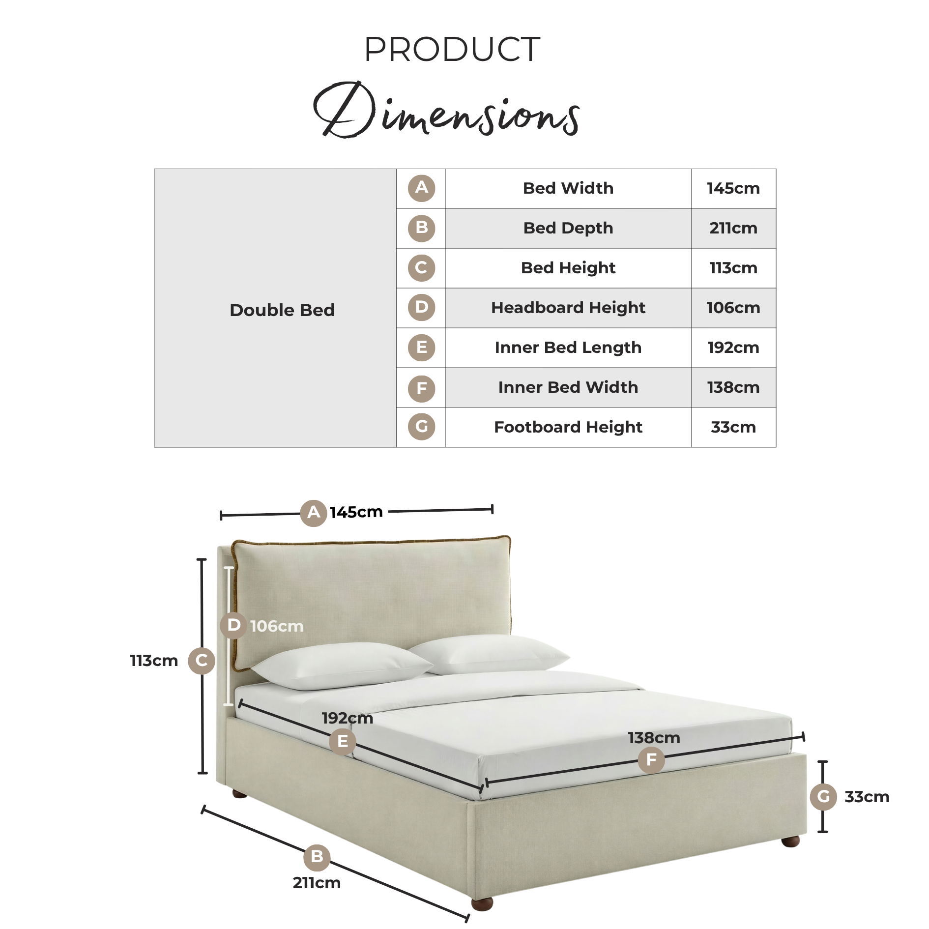 Tilly Beige & Brown Herringbone Fabric Ottoman Double Bed Frame